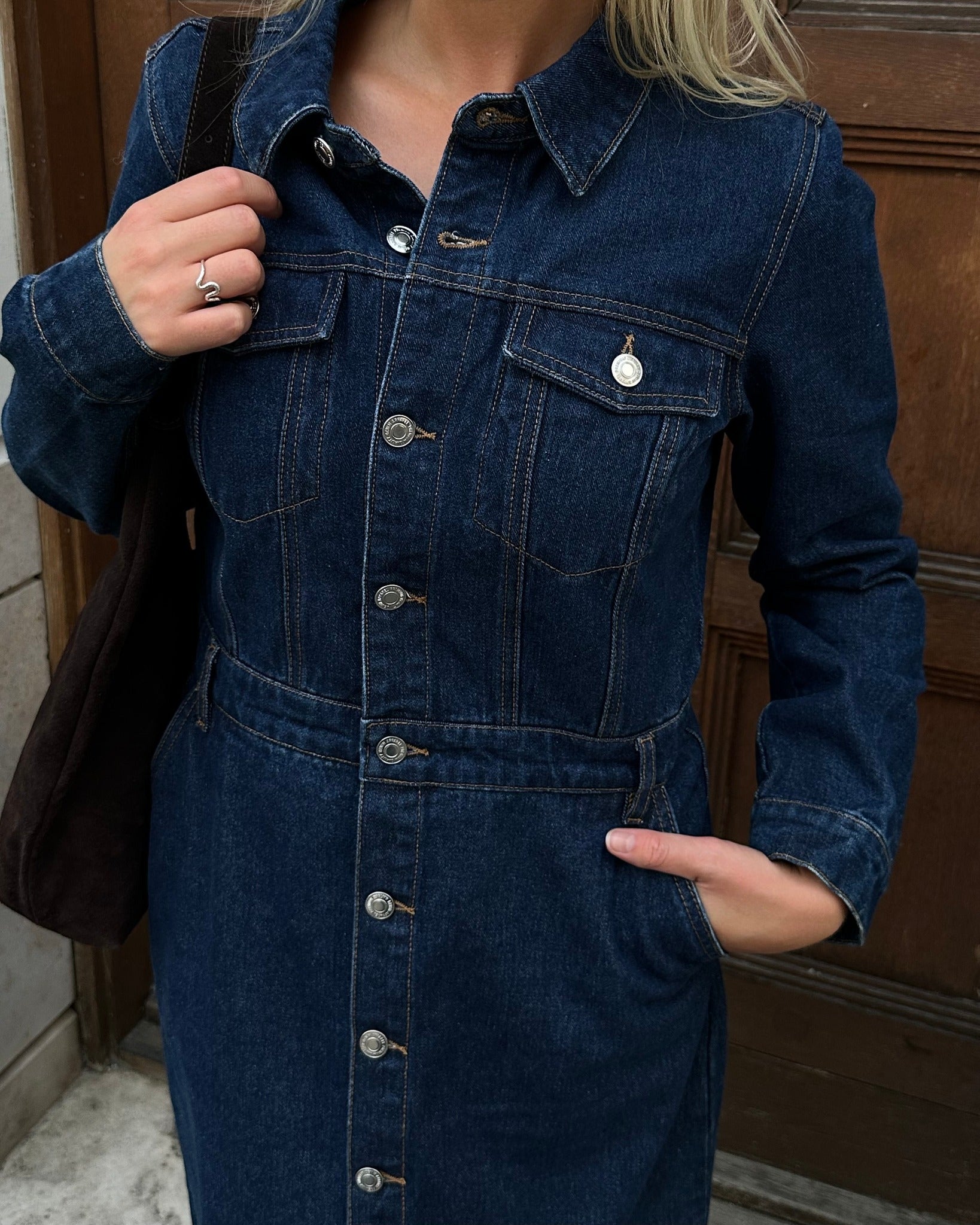 VMMOLLY Long Dress - Dark Blue Denim